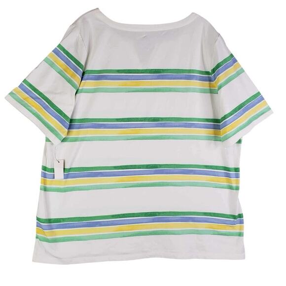 Talbots Shirt Cotton Button Striped Short Sleeve Women’s Size 2X New Split Neck - Picture 3 of 9